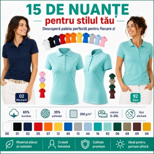 Tricou Polo Damă Malfini Pique Polo Free F10 – 65% Bumbac, 200 g/m², Label Free, XS–2XL - Img 8