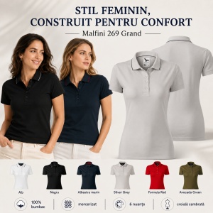 Tricou Polo Damă Malfini Premium 269 Grand, 100% Bumbac Mercerizat, Croială Cambrată, 160 g/m², XS 2XL, 6 Culori - Img 6