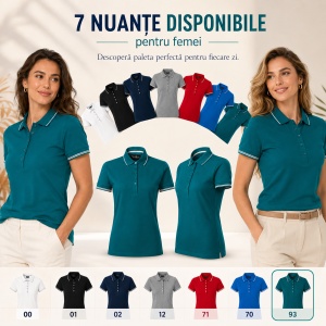 Tricou Polo Damă Premium Malfini 253 Perfection Plain, 95% Bumbac 5% Elastan, Croială Slim Fit, 200 g/m², S 2XL, 7 Culori