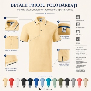 Tricou Polo Pique Bărbați tip Tommy | Guler cu Dungi | 14 Culori Disponibile- 232 - Img 5