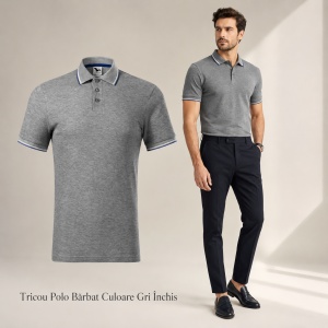 Tricou Polo Pique Bărbați tip Tommy | Guler cu Dungi | 14 Culori Disponibile- 232 - Img 15