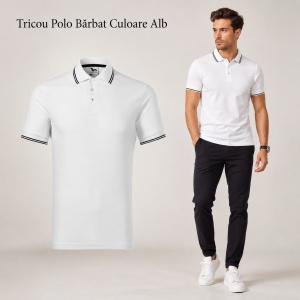 Tricou Polo Pique Bărbați tip Tommy | Guler cu Dungi | 14 Culori Disponibile- 232 - Img 25