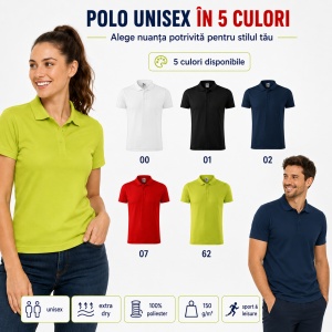 Tricou Polo Sport Unisex Damă și Bărbat Malfini 217 Victory, Extra Dry, 100% Poliester, 150 g/m²