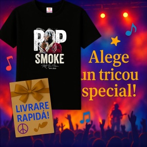 Tricou Pop Smoke - White Background, muzica POP, Dama | Barbat | Copii, Culoare Negru - Img 7
