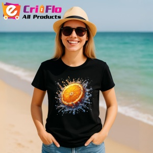 Tricou Portocala si explozie de culoare, Fructe, Copii | Dama, culoare negru - Img 11