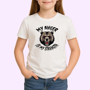 Tricou Portret Urs Gri Furios Fundal Inchis, din bumbac 100% , tricou alb pentru Copii | Dama | Barbat - Img 2