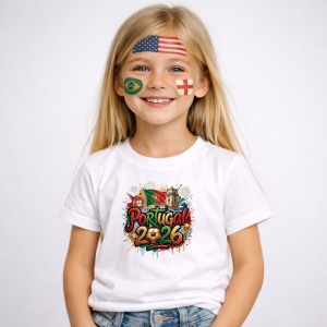 Tricou Portugal World Cup 2026 Fifa, din bumbac 100%, tricou alb, Copii | Dama | Barbat