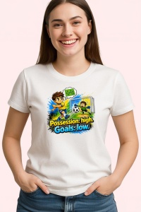 Tricou Possession High Goals Low Copii Fotbal V1, din bumbac 100% , tricou alb pentru Copii | Dama | Barbat