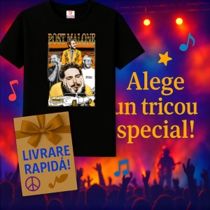 Tricou Post Malone - Yellow Mood, muzica POP, Dama | Barbat | Copii, Culoare Negru - Img 7