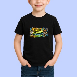 Tricou Press Start To Play Design Gaming Colorat, din bumbac 100%, tricou negru Copii | Dama | Barbat - Img 2