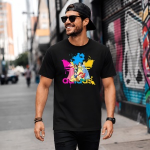 Tricou Printesele Disney Urban Vibe Vopsea Improscata Logo Roz Design, din bumbac 100%, tricou negru, Copii | Dama | Barbat - Img 5