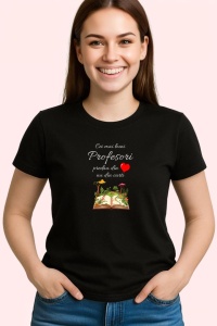 Tricou Profesori Din Inima Carte, din bumbac 100%, tricou negru, Dama | Barbat - Img 2