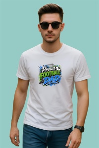 Tricou Proud Football Dad Minge Fotbal Albastru V1, din bumbac 100% , tricou alb pentru Copii | Dama | Barbat - Img 3