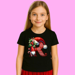 Tricou R Litere Craciun Cu Spiridus Si Caciula Mos, din bumbac 100% Copii | Dama | Barbat - Img 2