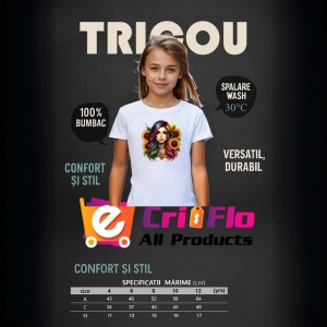 Tricou rainbow hair girl sunflower tattoo, fata cu par curcubeu si tatuaj floarea soarelui, Copii | Dama | Barbat - Img 9