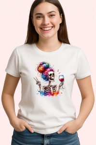 Tricou rainbow skeleton drinking wine, schelet curcubeu band vin, Copii | Dama | Barbat