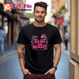 Tricou Real Girls Have Muscles Roz Intens, Copii | Dama | Barbat, culoare negru - Img 5
