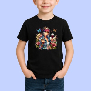 Tricou Rebel girl wine middle finger, fata rebela cu vin si deget mijlociu, Copii | Dama | Barbat , tricou negru - Img 2