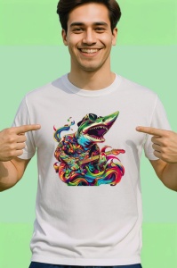 Tricou Rechin cu chitara in stil graffiti pop art Copii | Dama | Barbat - Img 2
