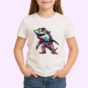 Tricou Rechin dansator colorat in pozitie comica Copii | Dama | Barbat - Img 3