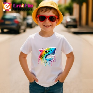 Tricou Rechin graffiti cu efecte vizuale pradator colorat Copii | Dama | Barbat