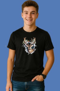 Tricou Ren Cu Brad Si Zapada Craciun, din bumbac 100% Copii | Dama | Barbat - Img 2