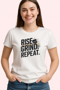 Tricou Rise Grind Repeat Font Sportiv V1, din bumbac 100% , tricou alb pentru Copii | Dama | Barbat - Img 2