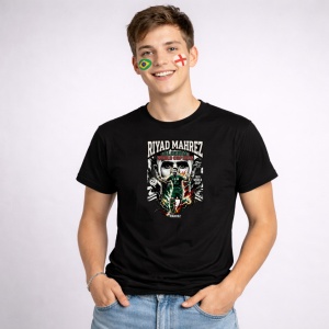 Tricou Riyad Mahrez Algeria World Cup Fifa 2026, din bumbac 100%, tricou negru, Copii | Dama | Barbat - Img 3