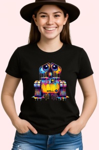 Tricou Robot WALL E stil graffiti personaj animat reinterpretat Copii | Dama | Barbat, culoare negru - Img 3
