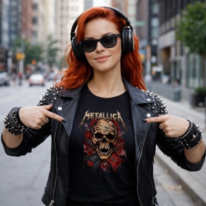 Tricou Rock Metallica, Design Craniu Bandajat și Chitări, din bumbac 100%, tricou negru, Dama | Barbat - Img 6