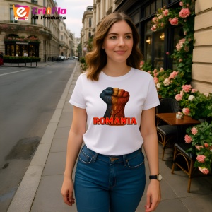 Tricou Romania pumn dreptate cu text |Colectia Tricouri Romania - Img 4
