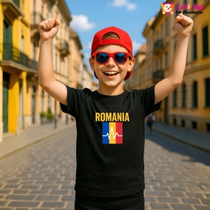 Tricou Romania tricolor pulse cu Text Negru |Colectia Tricouri Romania - Img 2