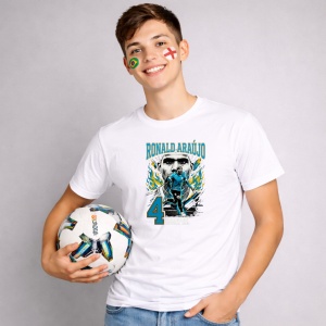 Tricou Ronald Araujo Uruguay World Cup Fifa 2026, din bumbac 100%, tricou alb, Copii | Dama | Barbat