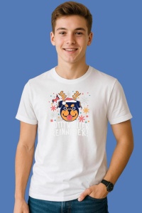 Tricou Rottweiler Craciun Clasic Caciulita De Craciun, din bumbac 100%, tricou alb, Copii | Dama | Barbat - Img 3
