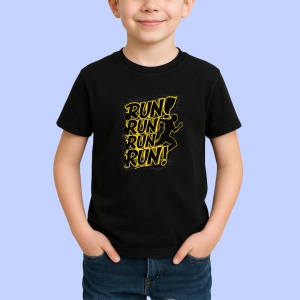 Tricou Run Run Run Run Silueta Galbena, Copii | Dama | Barbat, culoare negru - Img 3