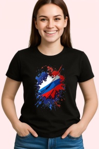 Tricou Russia Steag Splash Art, Copii | Dama | Barbat, culoare negru - Img 4