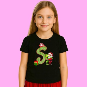 Tricou S Litere Craciun Cu Mos Si Spiridus Verde, din bumbac 100% Copii | Dama | Barbat - Img 2