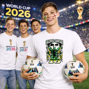 Tricou Salem Al Dawsari Saudi Arabia World Cup Fifa 2026, din bumbac 100%, tricou alb, Copii | Dama | Barbat - Img 7