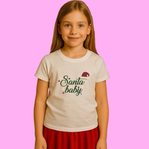 Tricou Santa Baby 2, din bumbac 100%, tricou alb, Copii | Dama | Barbat