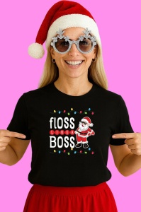 Tricou Santa Biker Lights, din bumbac 100% Copii | Dama | Barbat