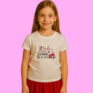 Tricou Santa Claus Coming To Town Pe Motocicleta, din bumbac 100%, tricou alb, Copii | Dama | Barbat - Img 3