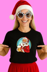 Tricou Santa With Beer, din bumbac 100% Copii | Dama | Barbat - Img 2