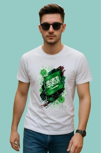 Tricou Saudi Arabia Steag Splash Art, Copii | Dama | Barbat - Img 2