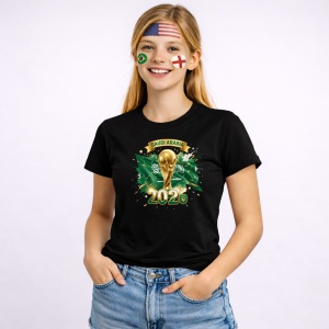 Tricou Saudi Arabia World Cup 2026 Fifa V2, din bumbac 100%, tricou negru, Copii | Dama | Barbat - Img 3