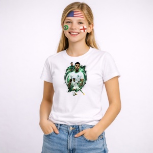 Tricou Saudi Arabia World Cup Fifa 2026 V5, din bumbac 100%, tricou alb, Copii | Dama | Barbat
