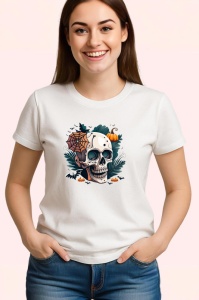 Tricou Schelet cu frunze portocalii si fundal toamna Copii | Dama | Barbat
