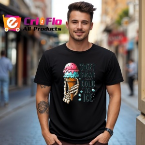 Tricou Schelet cu inghetata roz text sweet as sugar cold as ice contrast funny Copii | Dama | Barbat Barbat - Img 17