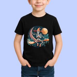 Tricou Schelet cu saxofon si palarie fundal alb Copii | Dama | Barbat, culoare negru - Img 4