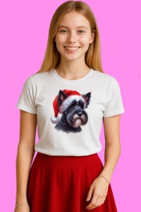 Tricou Schnauzer Craciun Realist, din bumbac 100%, tricou alb, Copii | Dama | Barbat