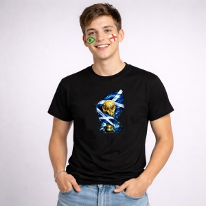 Tricou Scotland World Cup Fifa 2026, din bumbac 100%, tricou negru, Copii | Dama | Barbat - Img 2
